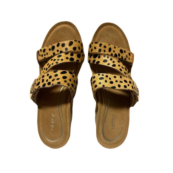 NEW Aetrex Womens Size 6 EU 36 Cheetah Kimmy Cork Wedge Arch Support Sandals - Picture 6 of 10